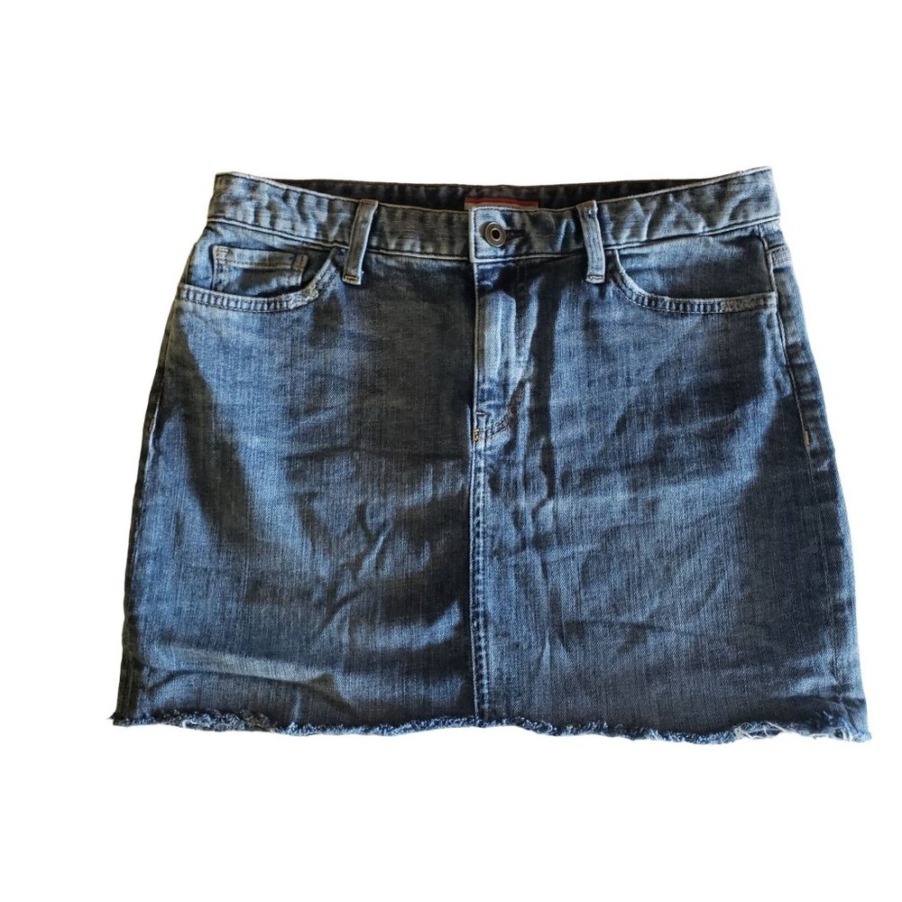 TOMMY HILFIGER JEAN SKIRT SIZE 6 MINI CUTTOFF‎ MEDIUM WASH